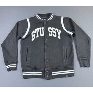 Rare Vintage Y2K Stussy Bomber Varsity Jacket Streetwear Hype Small Sun Fade